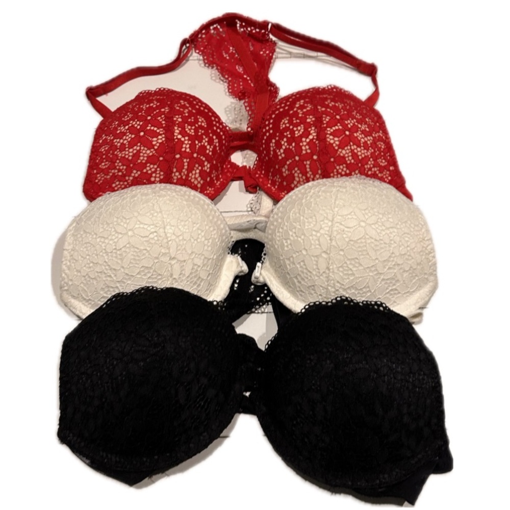 Lot of Lace Bras - Like New - Black, White and Red